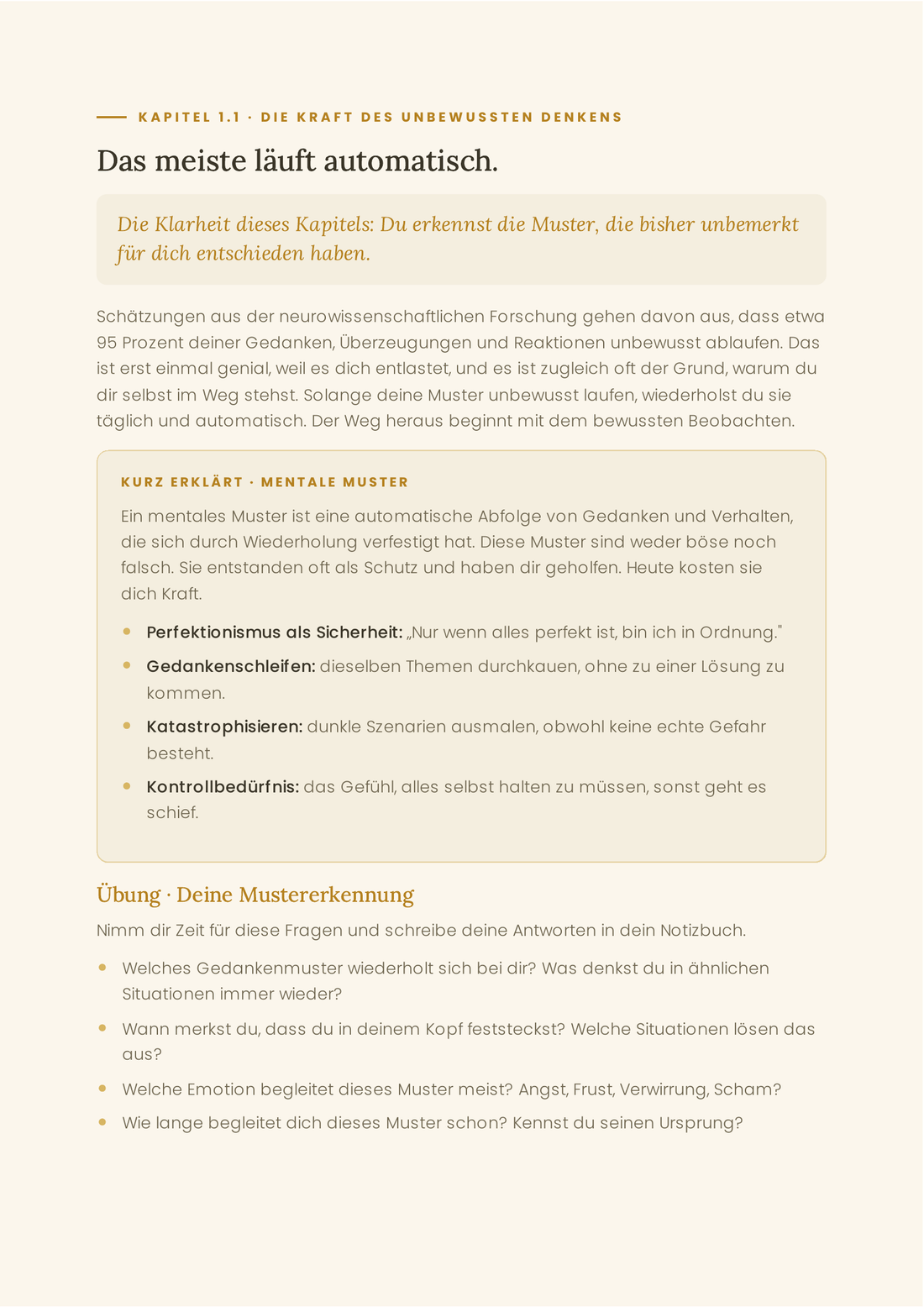 Helle Innenseite des Workbooks „Endlich Klarheit“ zum Ausdrucken und Ausfüllen