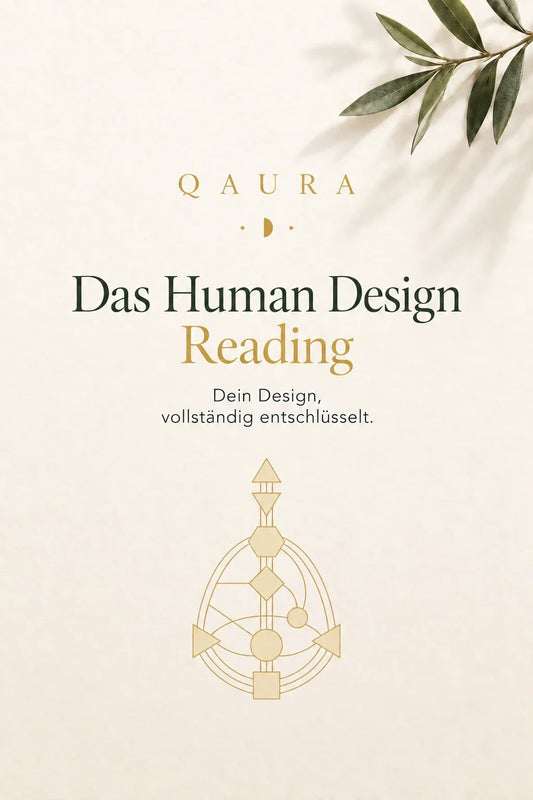 Cover des QAURA Human Design Readings in Creme und Dunkelgrün